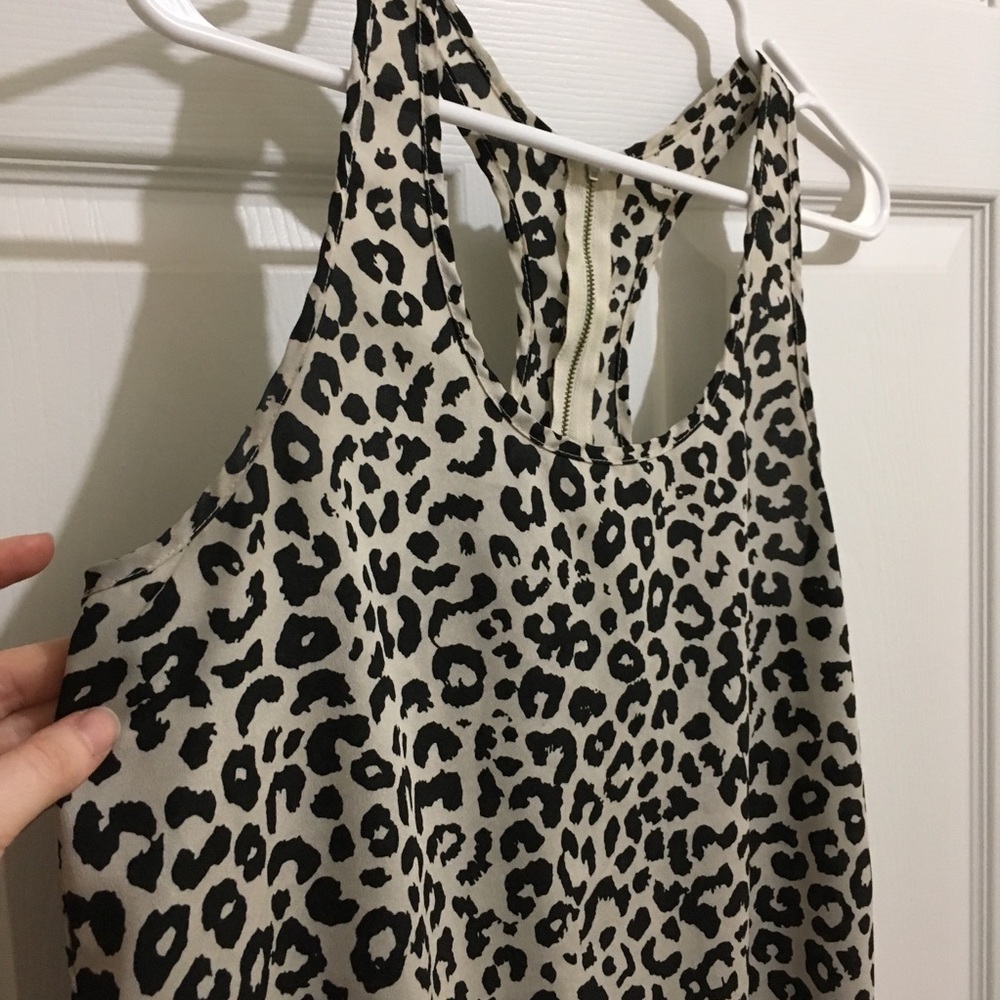 Sheer black & white leopard print tank